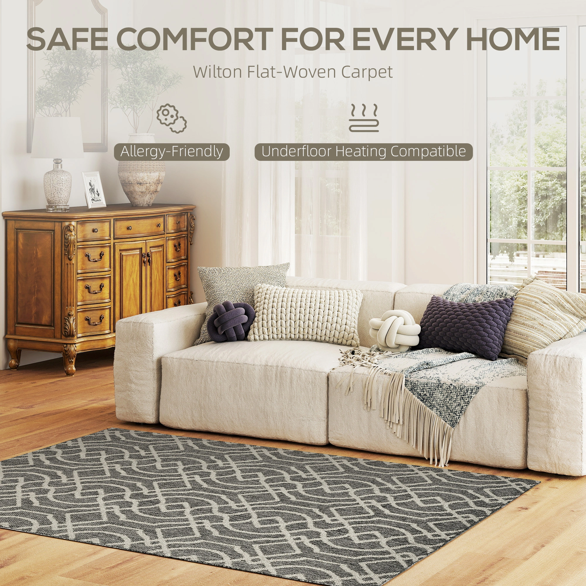 Luxury Soft Area Rug Non Slip Indoor Living Room Bedroom Hallway Decorative Floor Mat with Modern Geometric Pattern view 3