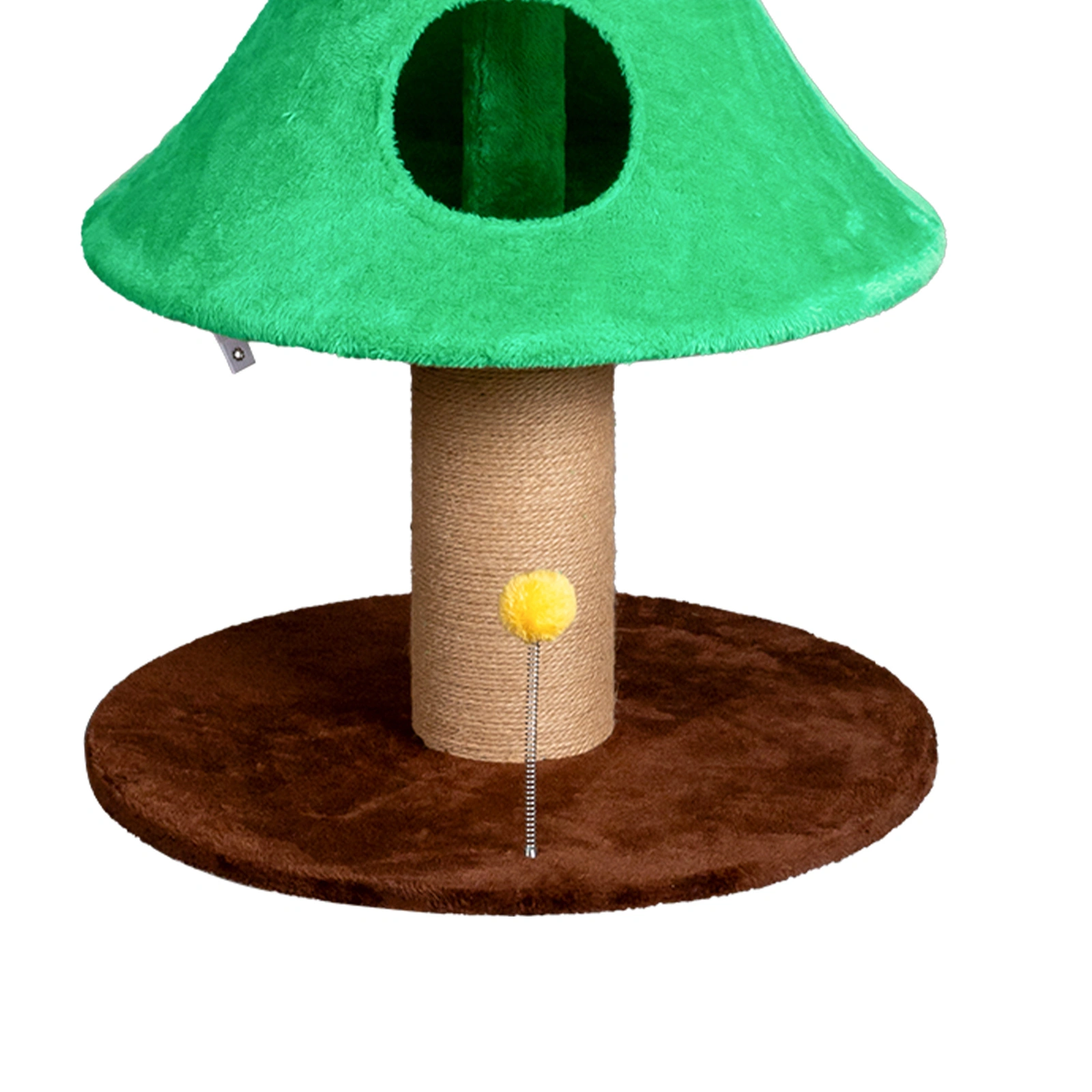 59in Large Tall Christmas Tree Cat Tower with 2 Cat Condos & Scratching Post, Soft Fleece Cat Tree with Teaser Toy & Sturdy Base & Built-in Openings for Indoor Cats, Green view 12