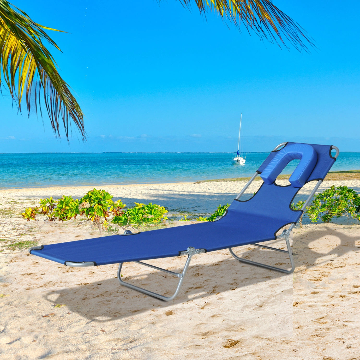 Outdoor Folding Lounge Chair Rocking Recliner Portable Backyard Camping Seat