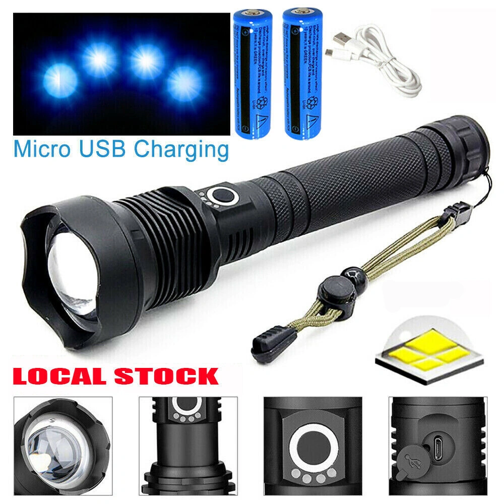 USB Rechargeable LED Flashlight 3 Lighting Modes, Outdoor Camping Hiking Work Light