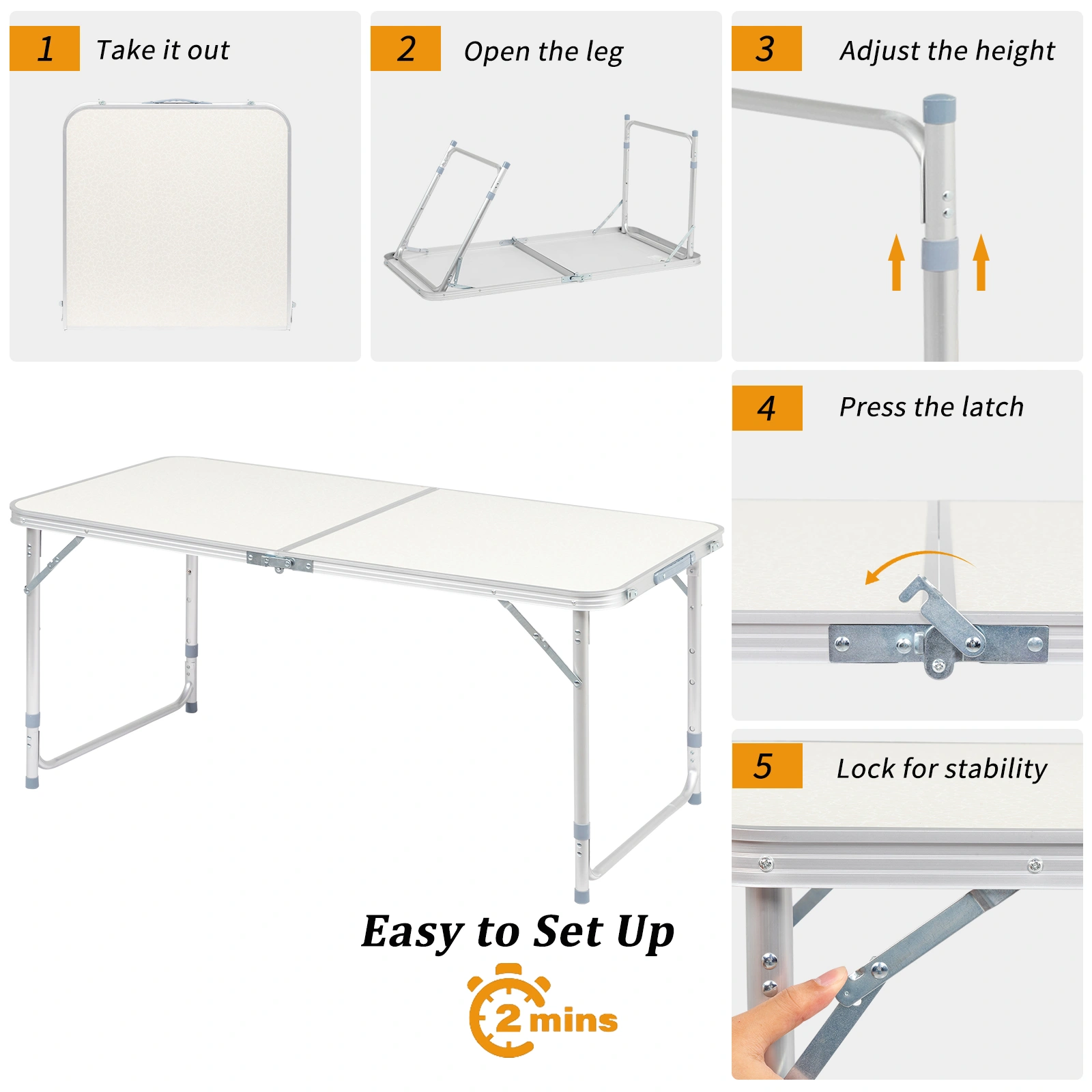 120 x 60 x 70 4Ft Portable Multipurpose Folding Table White view 17