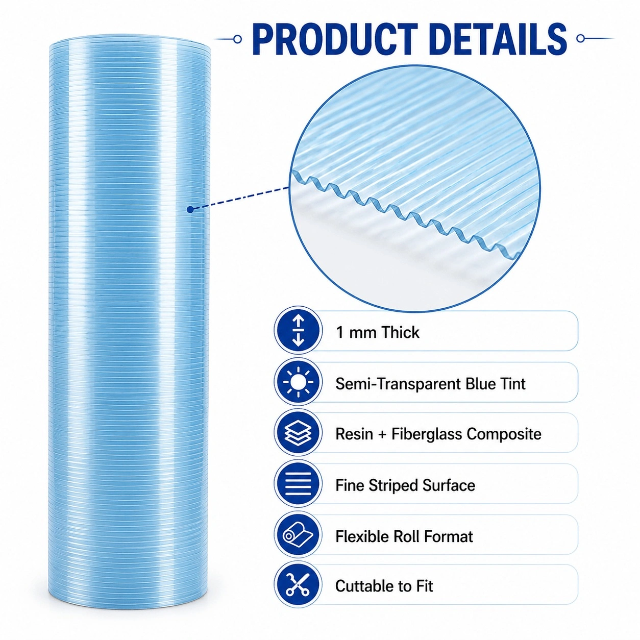 3.3x32ft Polycarbonate Roof Panel Roll, Clear Insulated Rainproof Greenhouse Panels, Glass Fiber Canopy Cover view 2