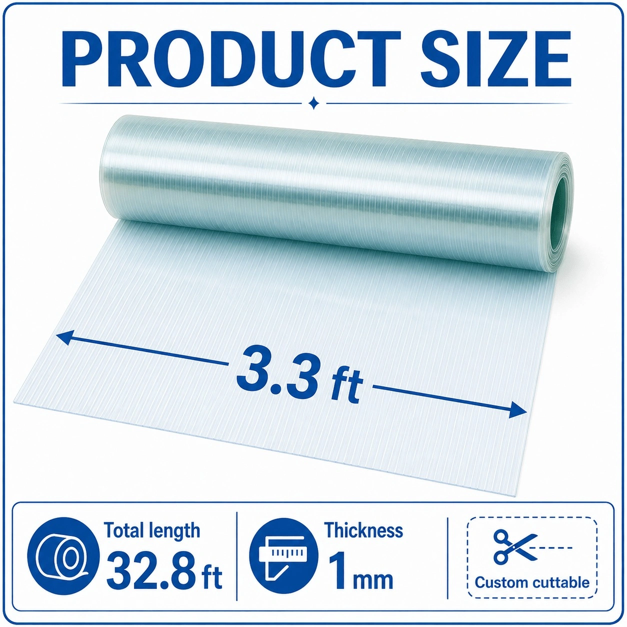 3.3x32ft Polycarbonate Roof Panel Roll, Clear Insulated Rainproof Greenhouse Panels, Glass Fiber Canopy Cover view 8