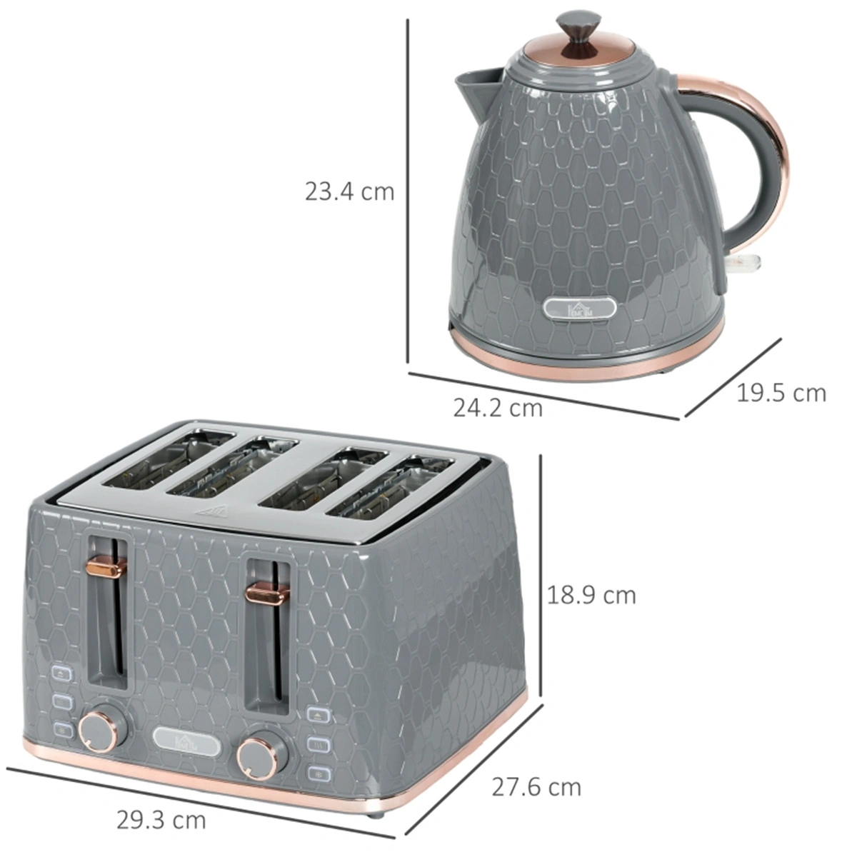 Stainless Steel Electric Kettle and Toaster Set, 1.7L Fast Boil with 2-Slice Toaster, Matching Kitchen Appliance Set, Countertop Combo view 3