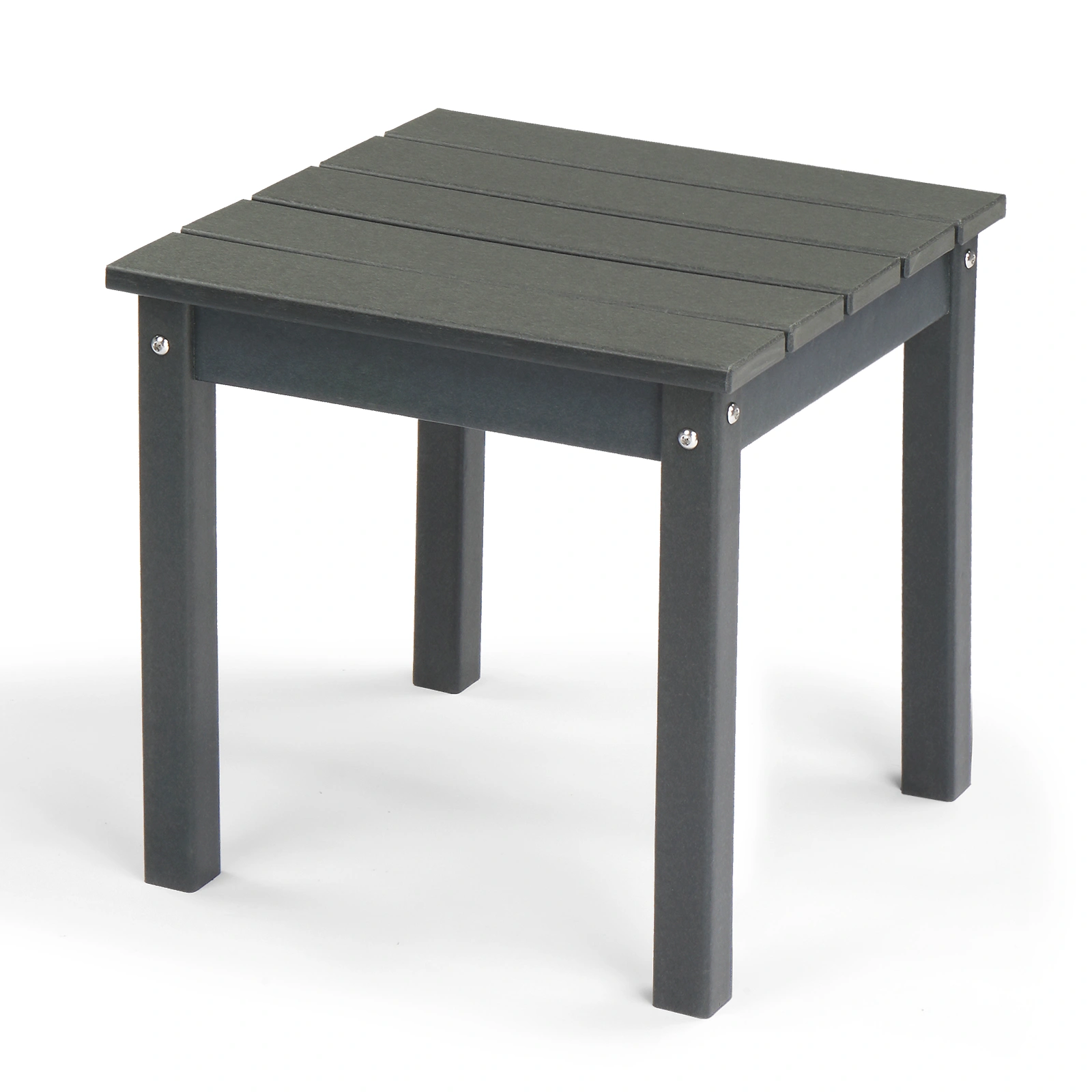 Outdoor Side Table, HDPE Adirondack Table Patio Side Table, Weather Resistant End Table Small Outdoor Table, Dark Grey, Square