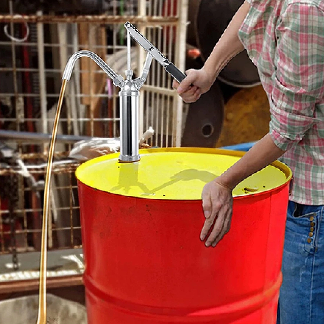 Hand Lever Oil Barrel Pump for 60L 200L Drums, 20L/min Chemical Fuel Transfer Pump view 3