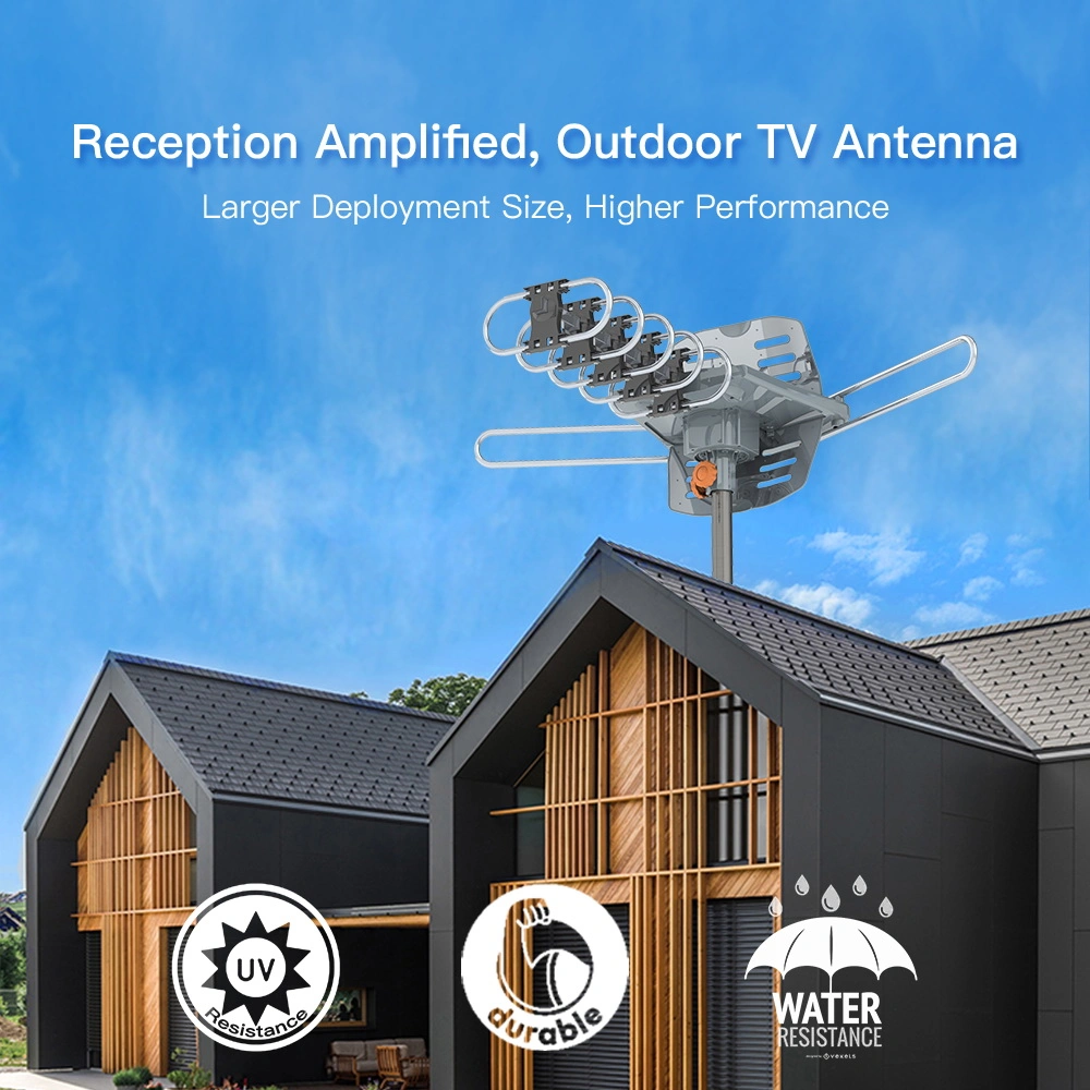360-Degree Rotation UV Dual Bands 28-36dB Outdoor Antenna Install-free Guide without Stand view 18