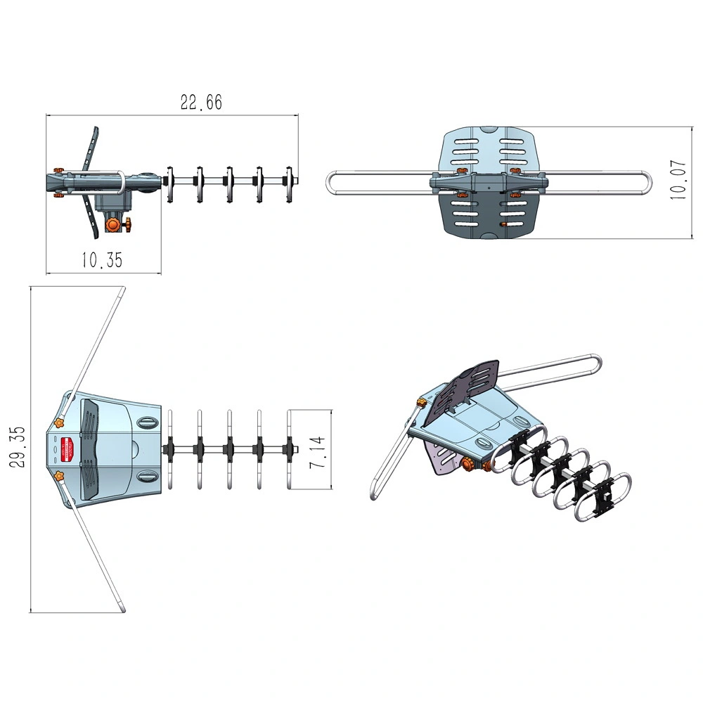 360-Degree Rotation UV Dual Bands 28-36dB Outdoor Antenna Install-free Guide without Stand view 7