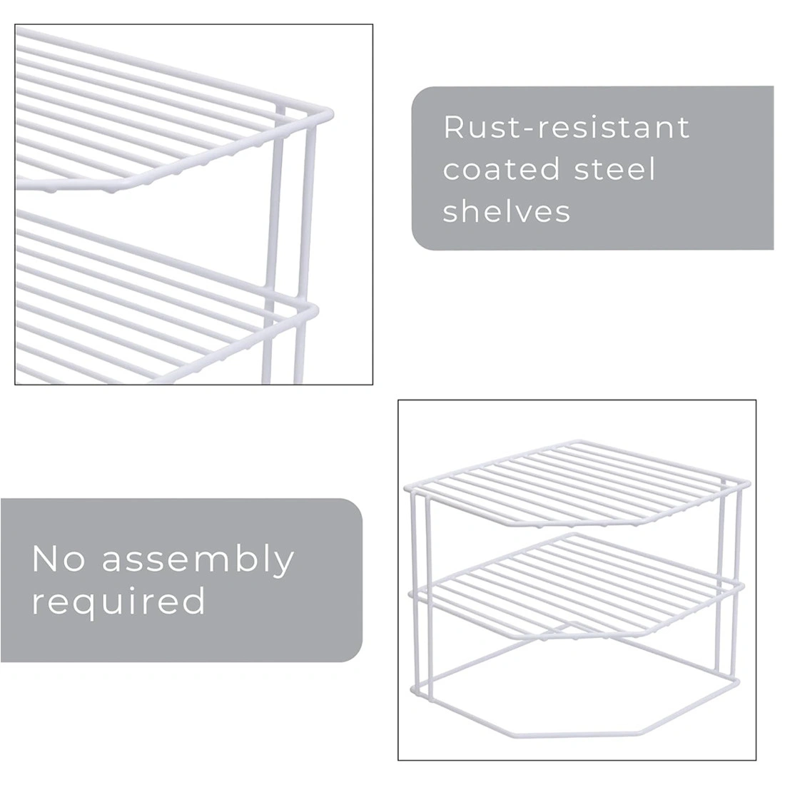 3 Tier Corner Storage Rack - Multifunction Kitchen Cupboard Plate Organizer Tidy-Black view 4