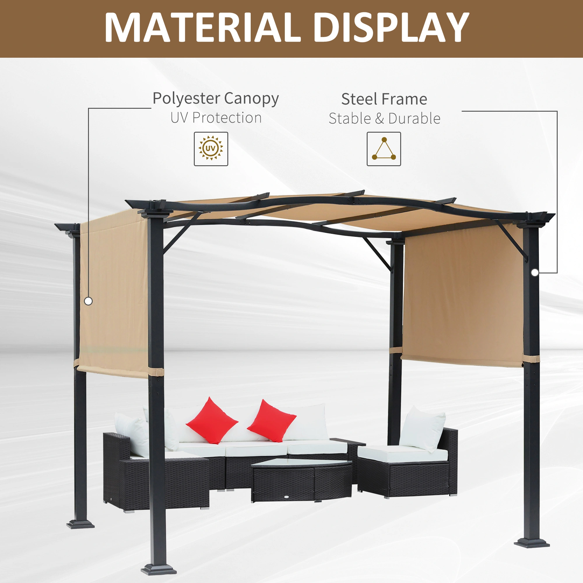 10x10 ft Heavy Duty Gazebo with Curtains Side Panels, Vinyl Coated Steel Frame Waterproof Canopy Outdoor Patio Shelter, Charcoal view 2