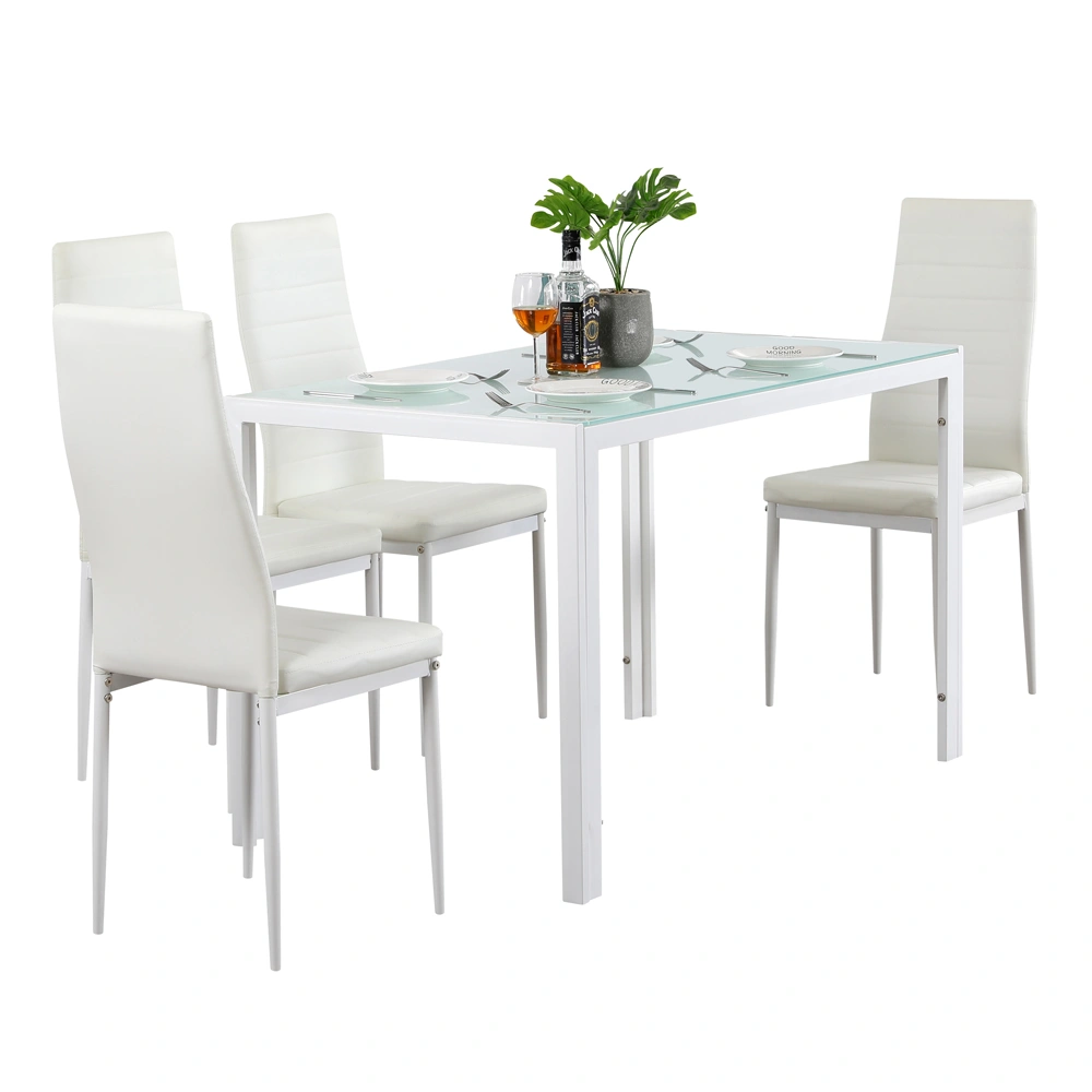 4pcs Elegant Assembled Stripping Texture High Backrest Dining Chairs White(Alternate code: 86358020) view 12