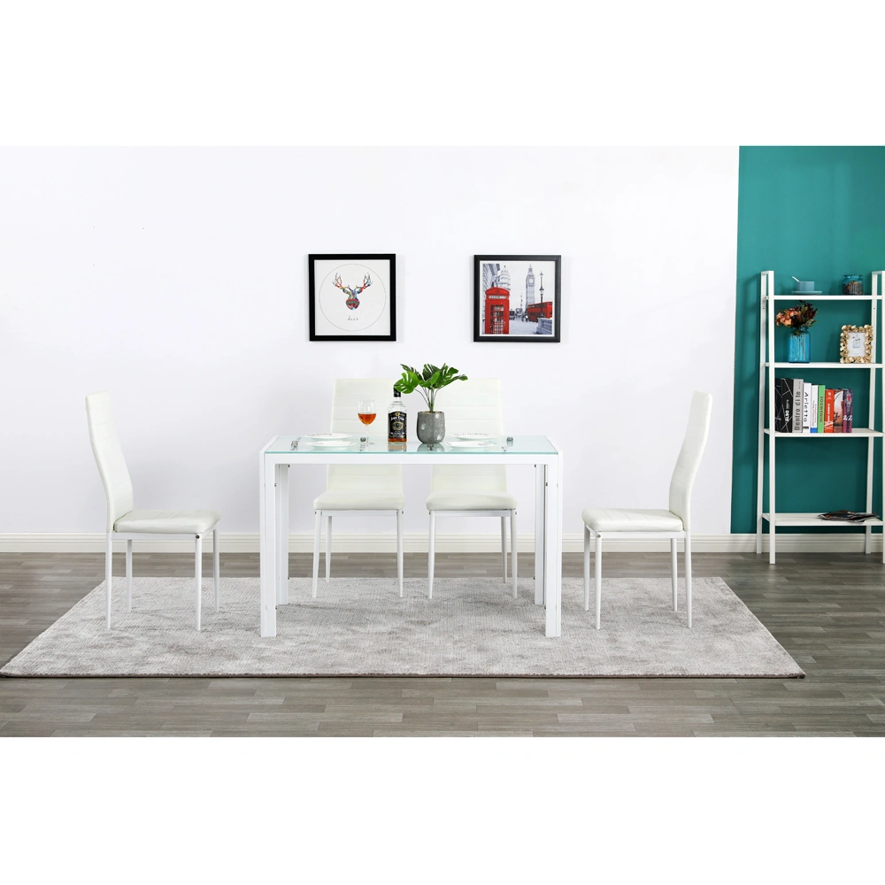 4pcs Elegant Assembled Stripping Texture High Backrest Dining Chairs White(Alternate code: 86358020) view 13