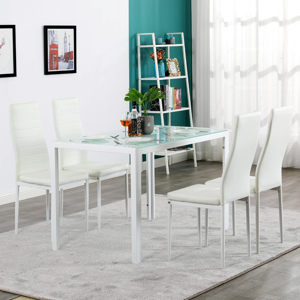 4pcs Elegant Assembled Stripping Texture High Backrest Dining Chairs White(Alternate code: 86358020) view 15