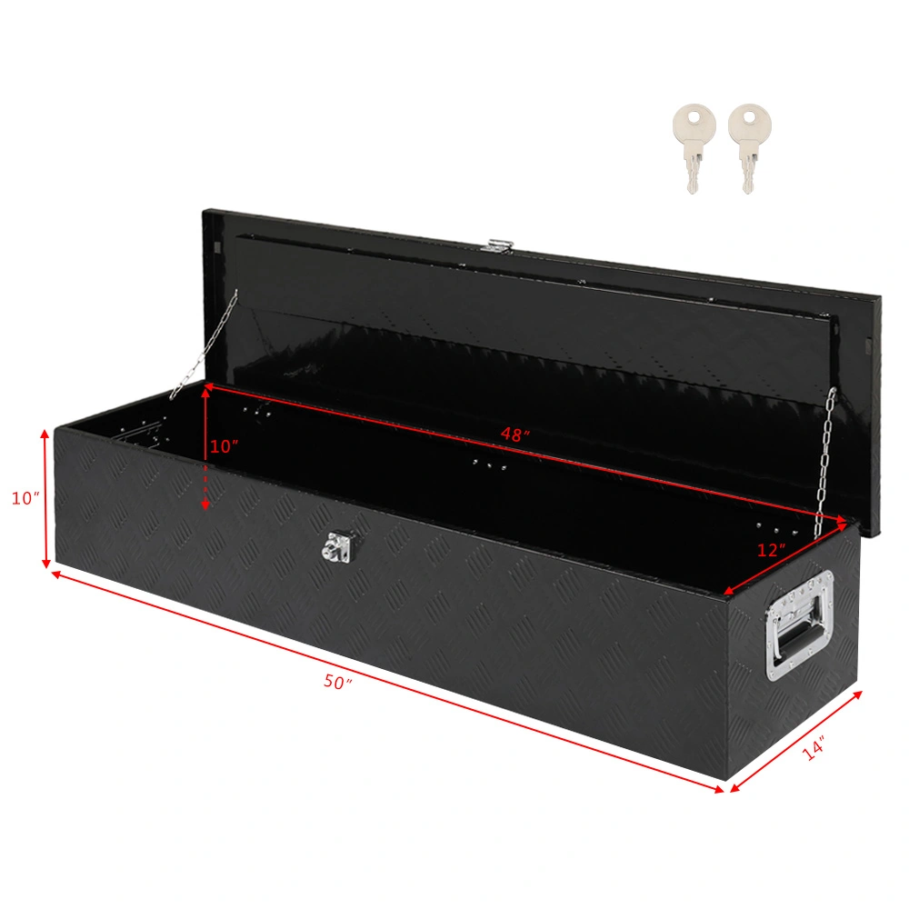 50 inch Aluminum Toolbox with Five Pattern Diamond Plate, Single Lock, Black Finish view 13