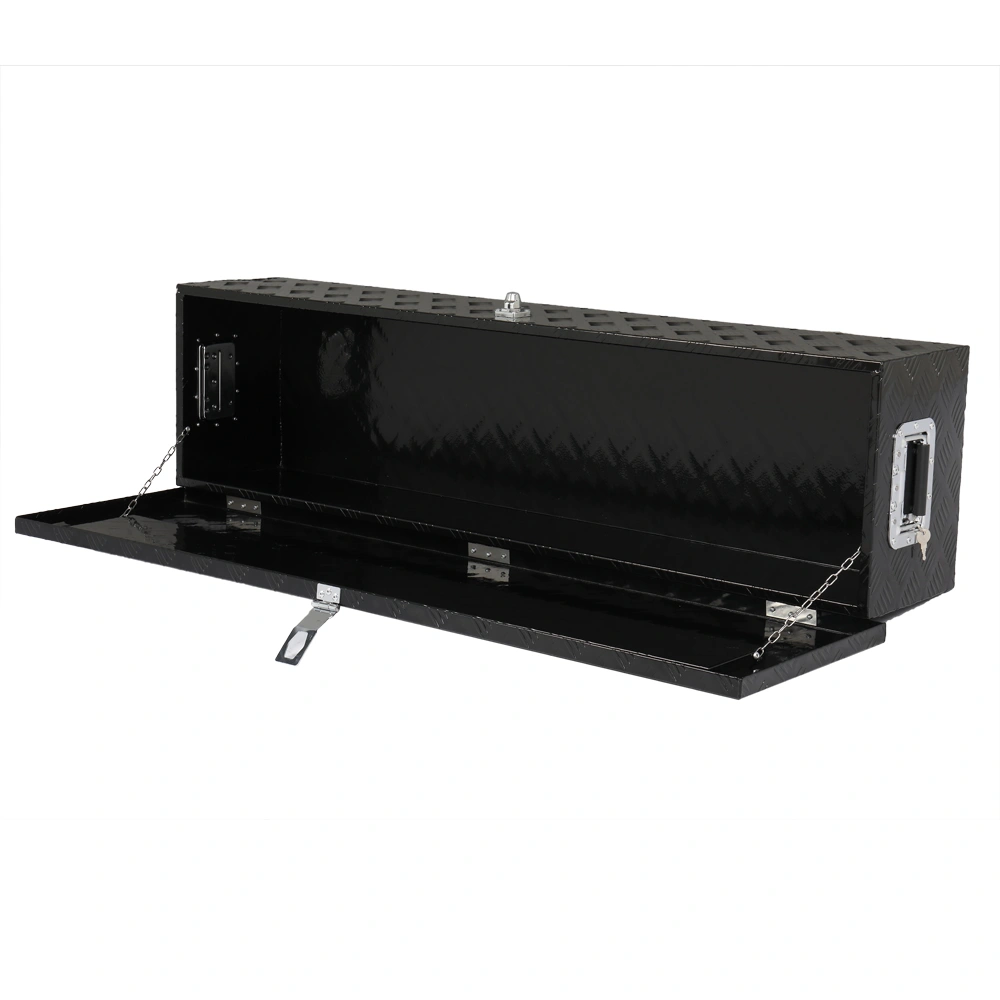 50 inch Aluminum Toolbox with Five Pattern Diamond Plate, Single Lock, Black Finish view 5