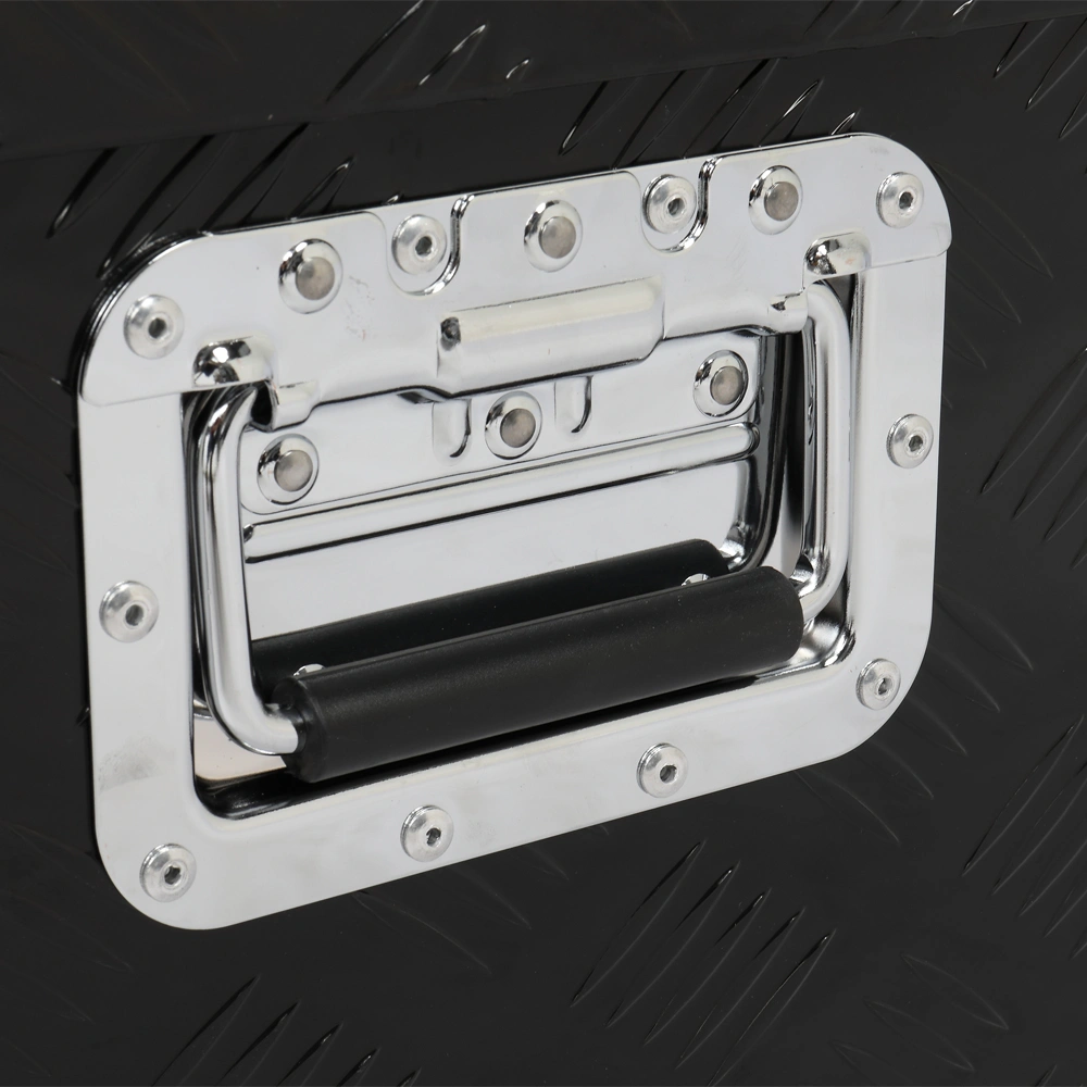 50 inch Aluminum Toolbox with Five Pattern Diamond Plate, Single Lock, Black Finish view 6