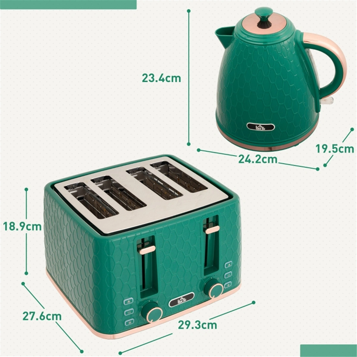 Electric Kettle and Toaster 2-Piece Set, 1.7L Cordless with Auto Shut-Off, 4-Slice Toaster, Stainless Steel Finish, Modern Kitchen Bundle view 3