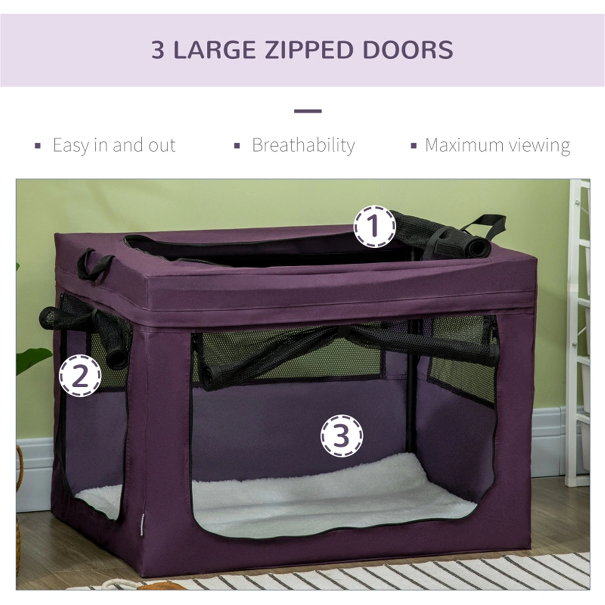 Soft-Sided Pet Carrier Bag, 18" Travel Cat Dog Crate with Removable Mattress, Airline Approved, Black, Lightweight Collapsible for Small Pets view 2