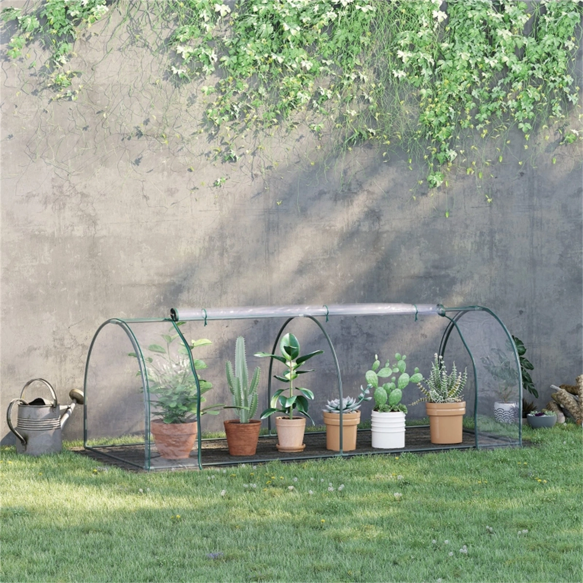Mini Walk-in Greenhouse 8x8 ft, Portable Plant Growing Tent with Double Zipper Door, 18mm Steel Tube Frame, Weatherproof for Gardening