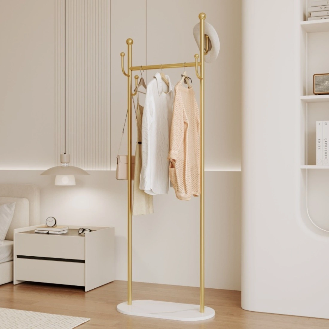Clothing Rack, Golden Metal Freestanding Heavy Duty Clothes Rack with Marble Base, Multipurpose Garment Hanger for Bedroom, Hat, Scarf, Jacket view 7