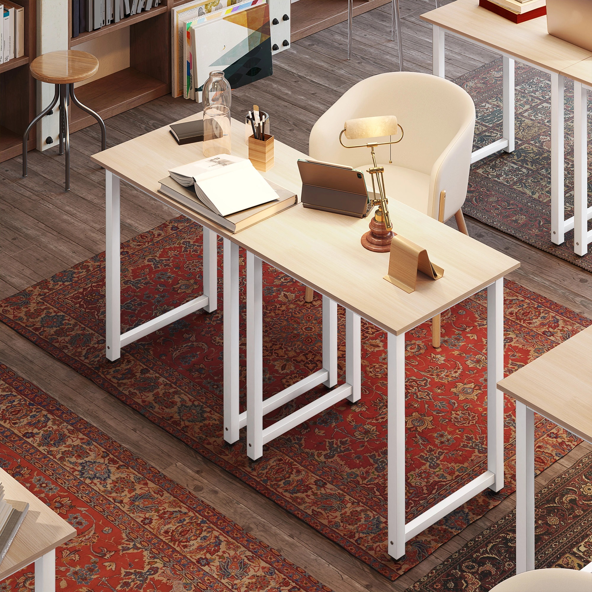 Computer Desk 55 Inch, Industrial Writing Desk with Storage Drawer, Home Office Desk for Small Spaces view 3