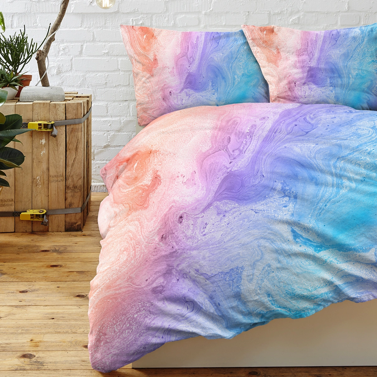 Rainbow Glitter Ombre Duvet Cover Set 3 Pcs Unicorn Sparkle Bedspread with 2 Pillow Shams Pink Purple Blue Green Pastel Bedding Single view 2