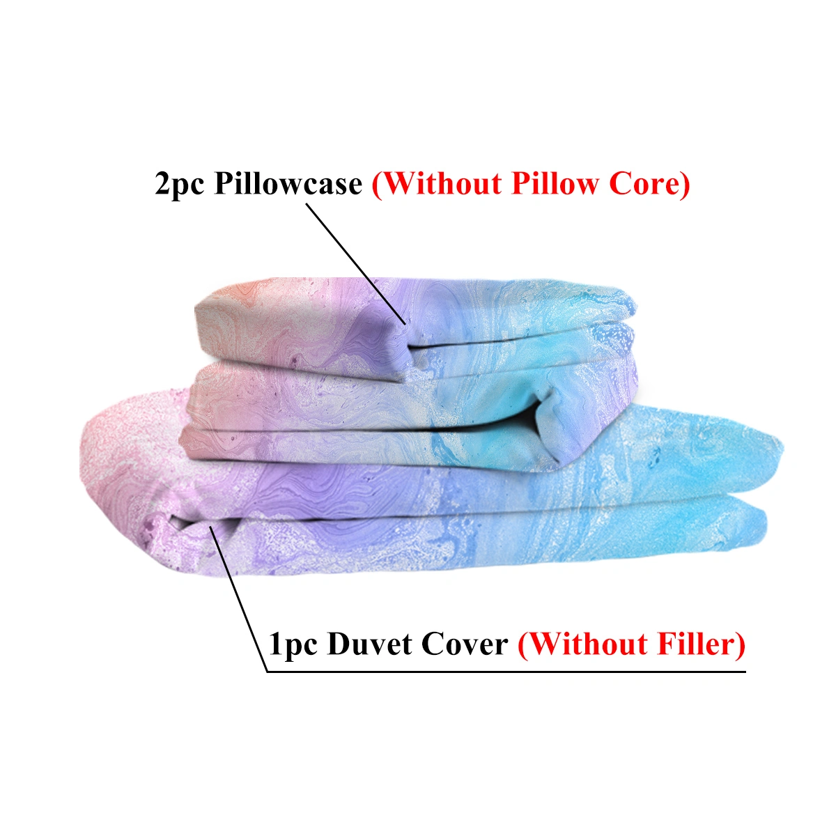 Rainbow Glitter Ombre Duvet Cover Set 3 Pcs Unicorn Sparkle Bedspread with 2 Pillow Shams Pink Purple Blue Green Pastel Bedding Single view 5