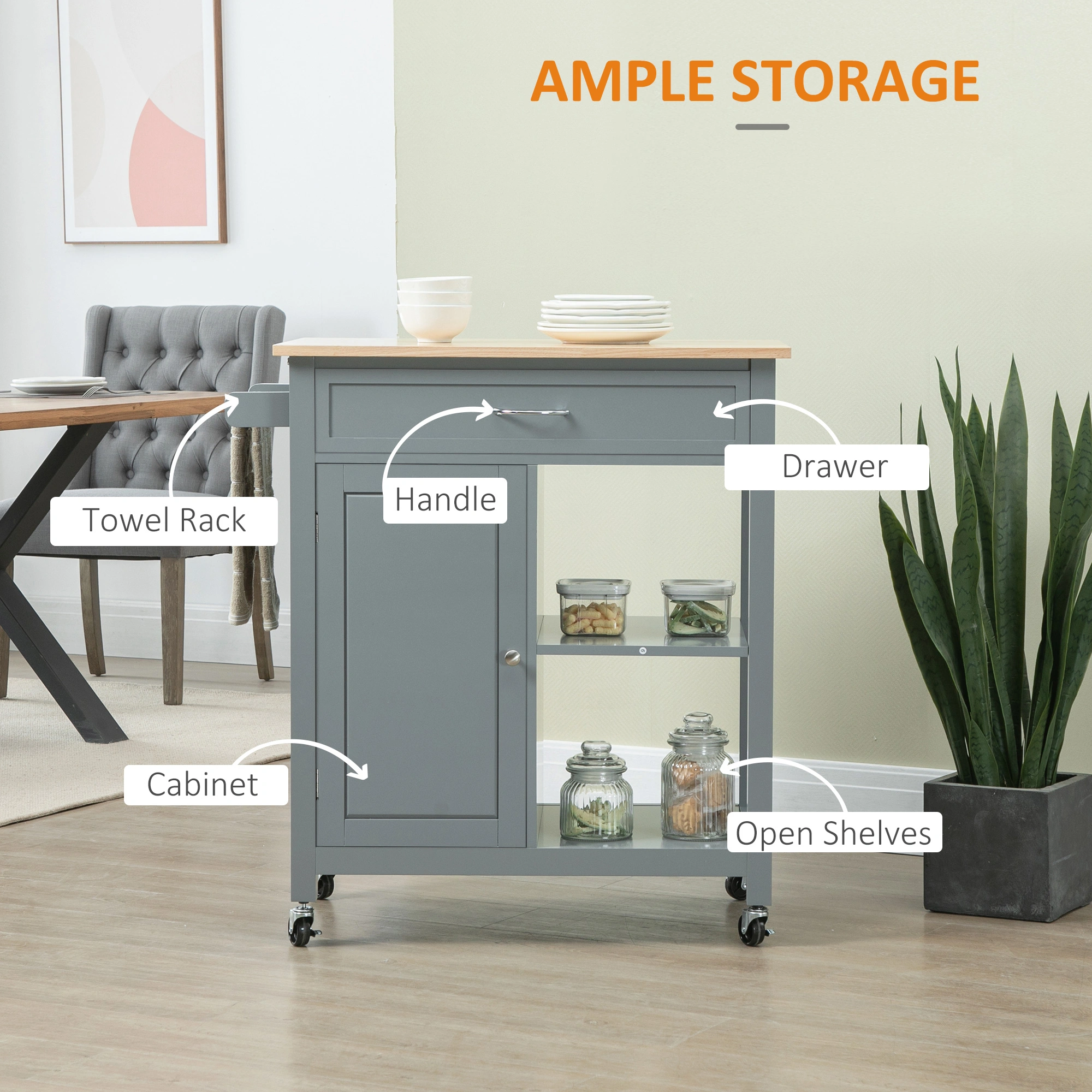 Contemporary Kitchen Storage Cabinet, Wide Pantry Cupboard with Shelves, Freestanding Storage Solution view 3