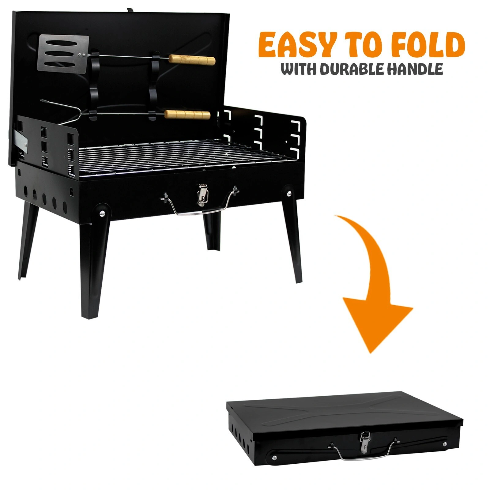 Portable Folding Charcoal BBQ Grill Camping Travel Picnic Outdoor Barbecue Cooker