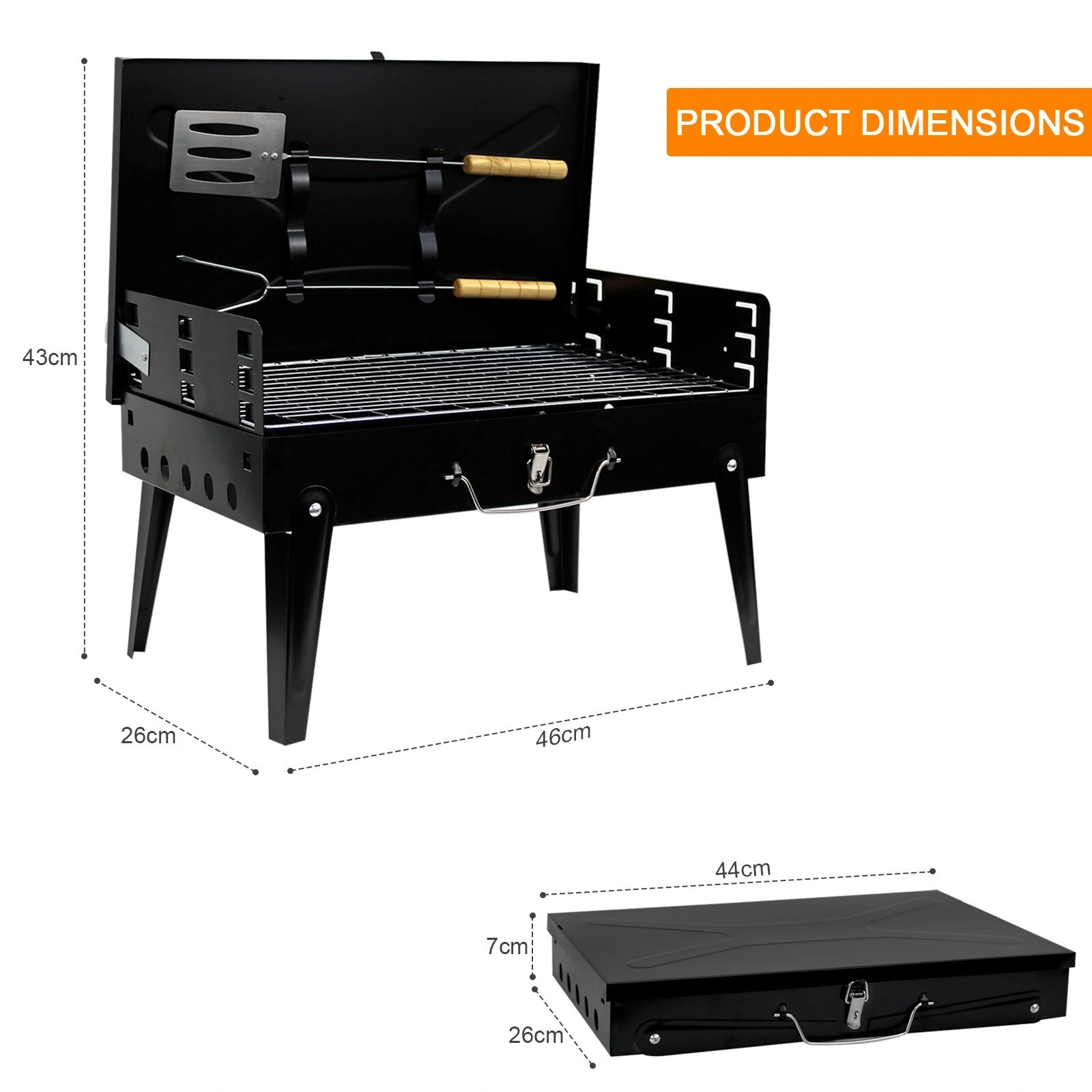 Portable Folding Charcoal BBQ Grill Camping Travel Picnic Outdoor Barbecue Cooker view 2
