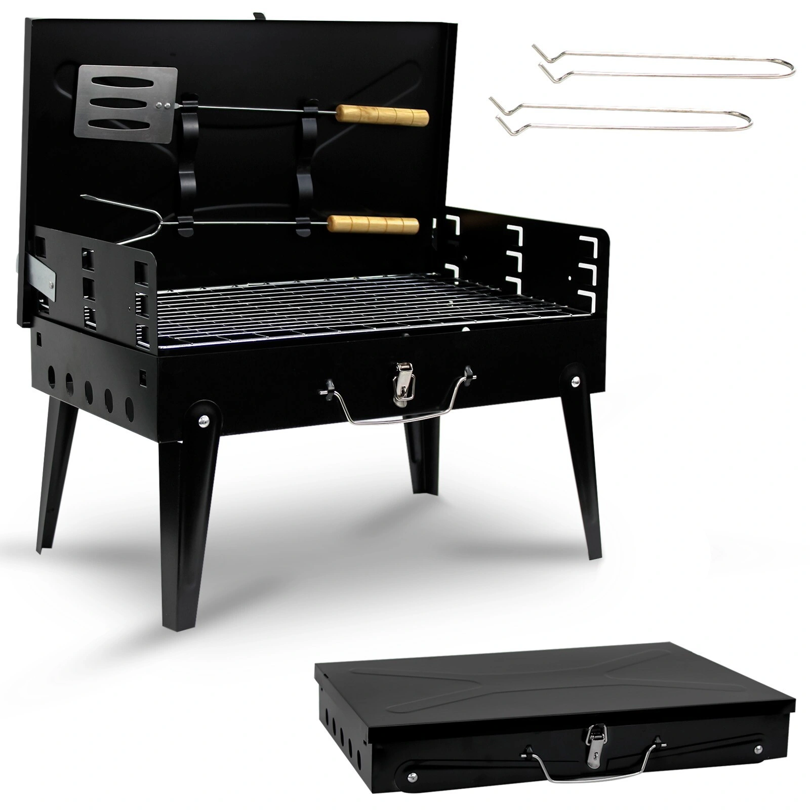 Portable Folding Charcoal BBQ Grill Camping Travel Picnic Outdoor Barbecue Cooker view 4