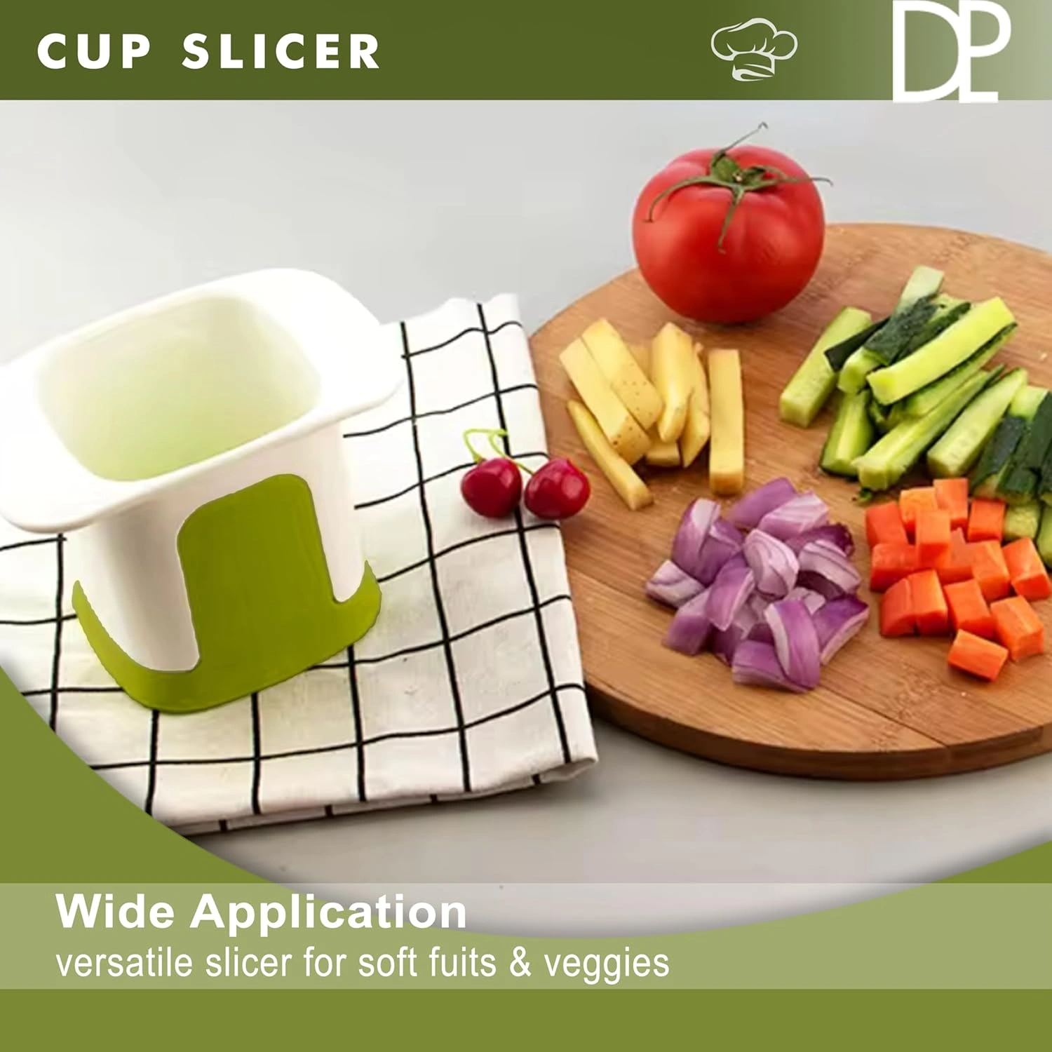 Fruit Cup Slicer Chopper - Vegetable Cutter for Strawberries, Apple, Grape, Banana - Kitchen Food Chopping Cup view 2