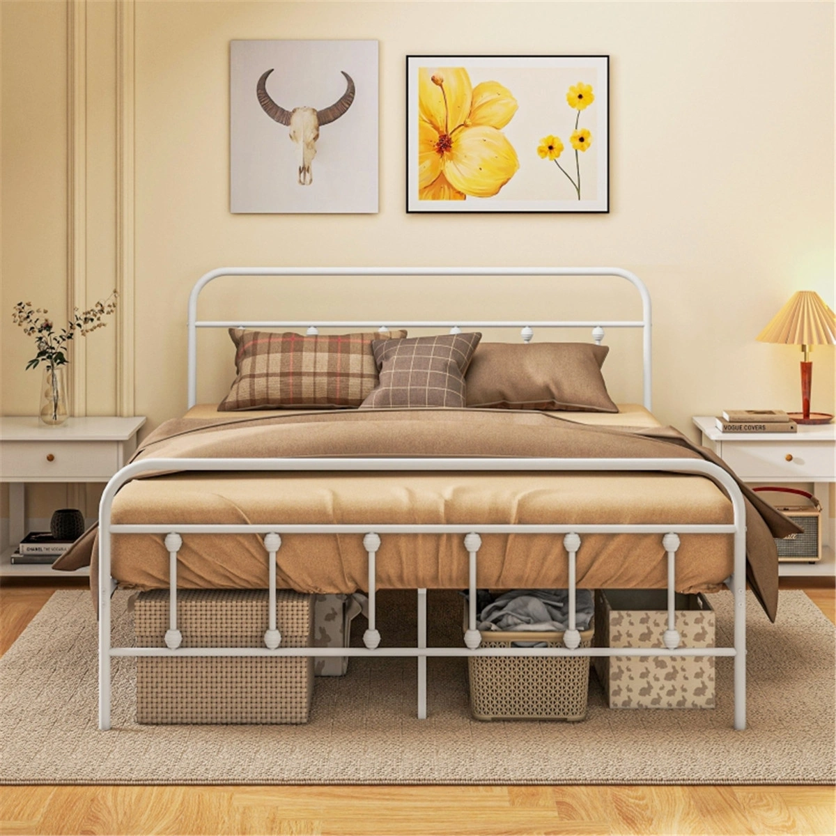 Sturdy 140cm Metal Bed Frame - Modern Platform Design with Support