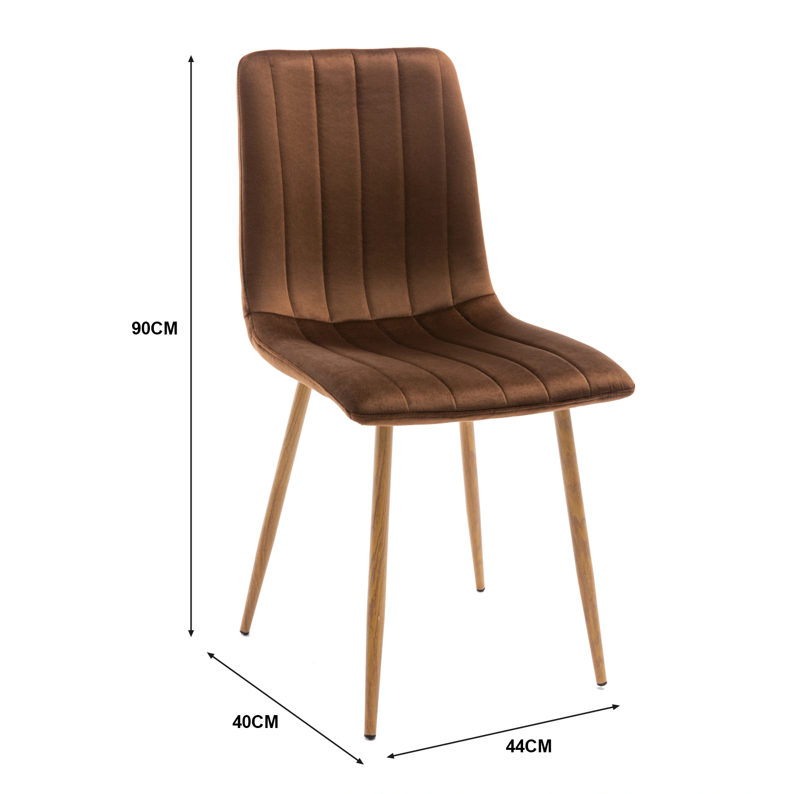 Set of 4 Velvet Dining Chairs, Fabric Upholstered Dining Room Chairs, Brown view 3