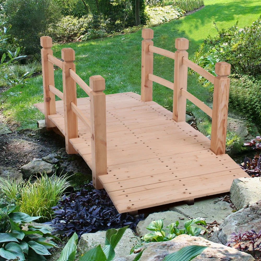 Arch Bridge Small Wooden Bridge Courtyard Outdoor Anticorrosive Wood Landscape Bridge Burlywood view 22