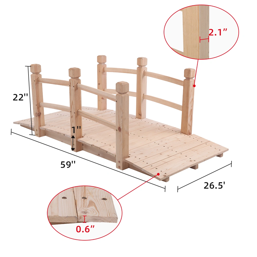 Arch Bridge Small Wooden Bridge Courtyard Outdoor Anticorrosive Wood Landscape Bridge Burlywood view 3