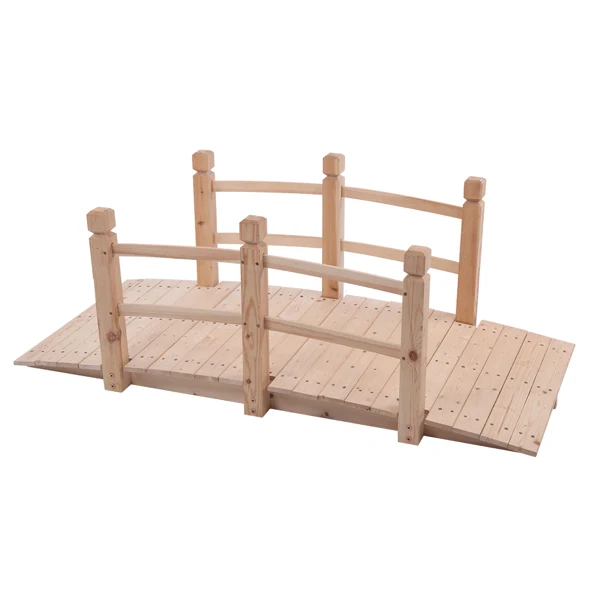 Arch Bridge Small Wooden Bridge Courtyard Outdoor Anticorrosive Wood Landscape Bridge Burlywood