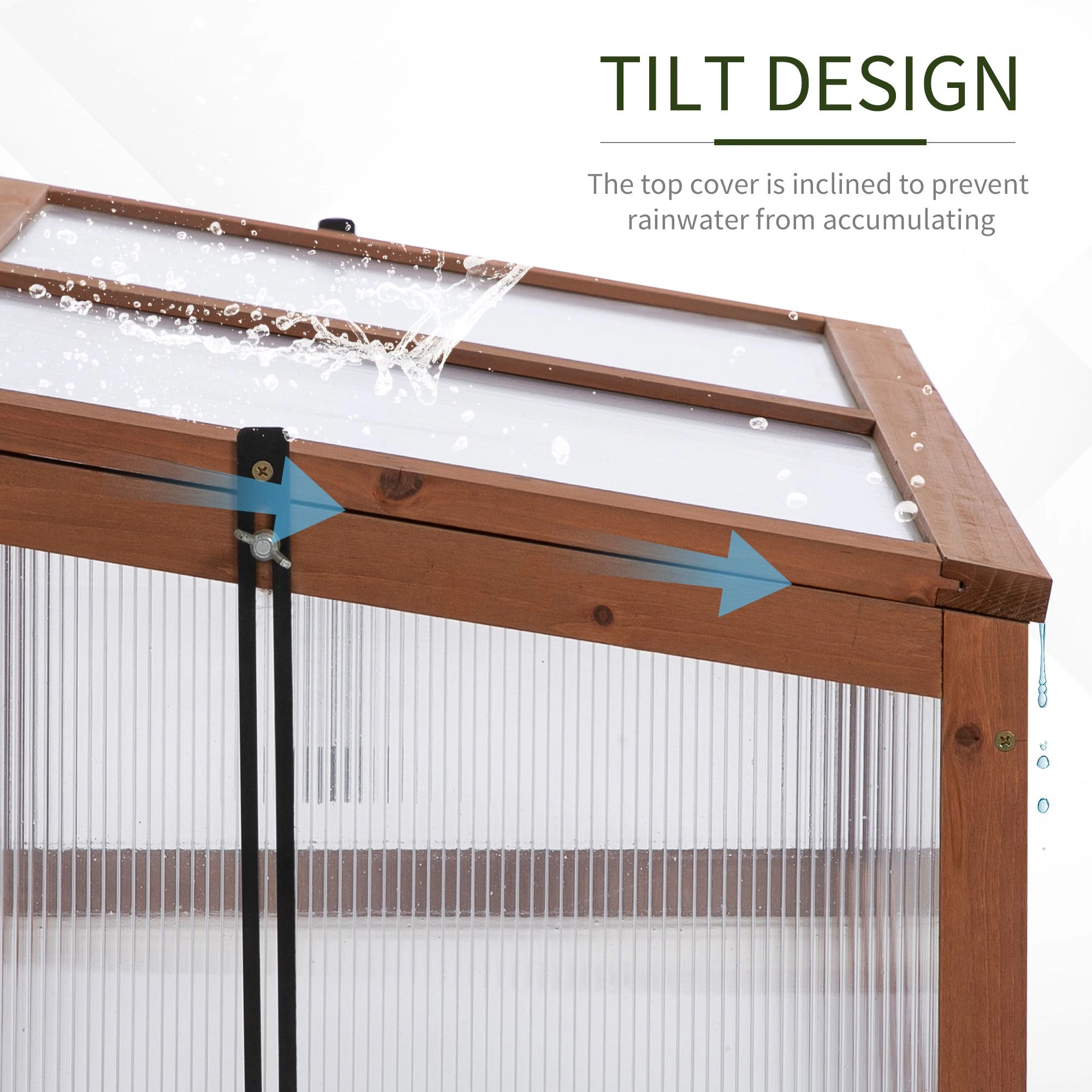 Wooden Cold Frame Greenhouse - Mini Garden Hobby Growing Tunnel for Seedlings view 3