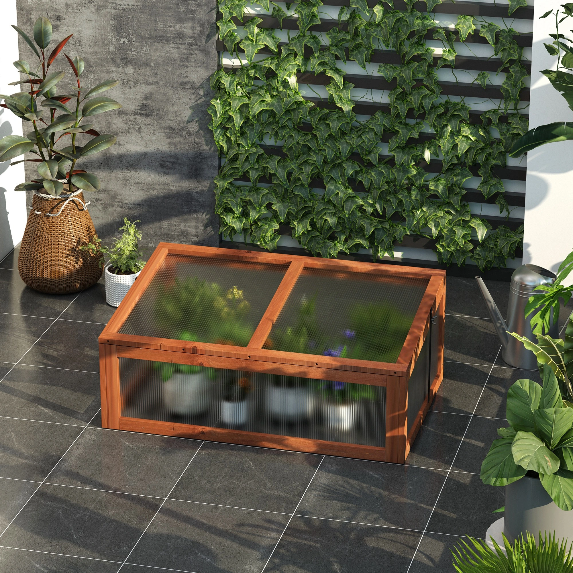 Wooden Cold Frame Greenhouse - Mini Garden Hobby Growing Tunnel for Seedlings view 7