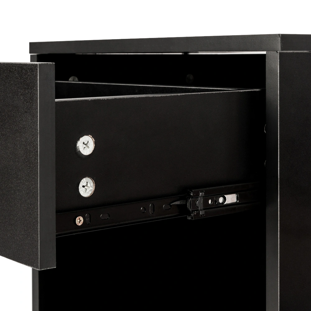 2pcs Night Stands with Drawer, Black Bedside Tables with Storage Shelf, Modern Bedroom Nightstand End Table for Living Room view 4