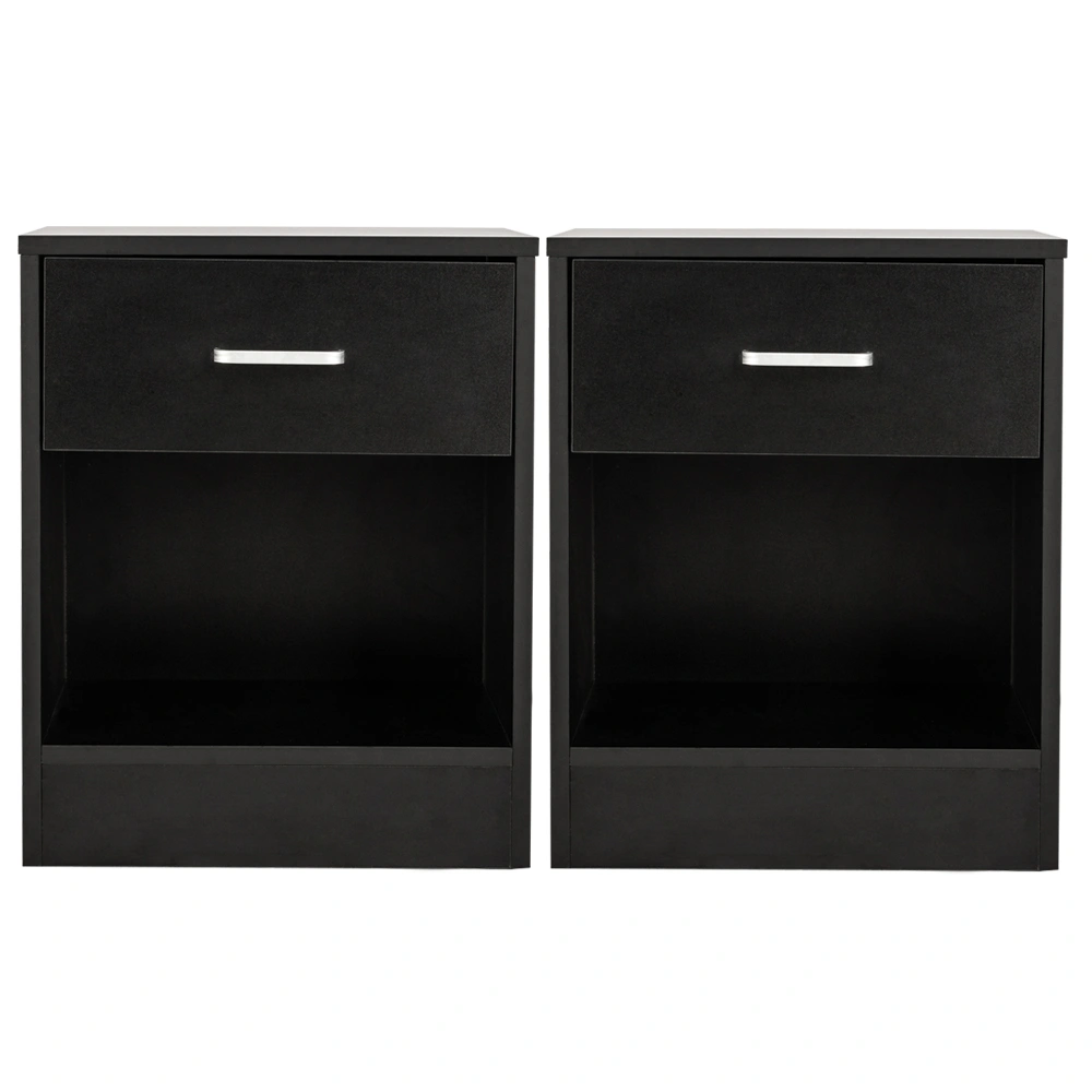 2pcs Night Stands with Drawer, Black Bedside Tables with Storage Shelf, Modern Bedroom Nightstand End Table for Living Room view 5