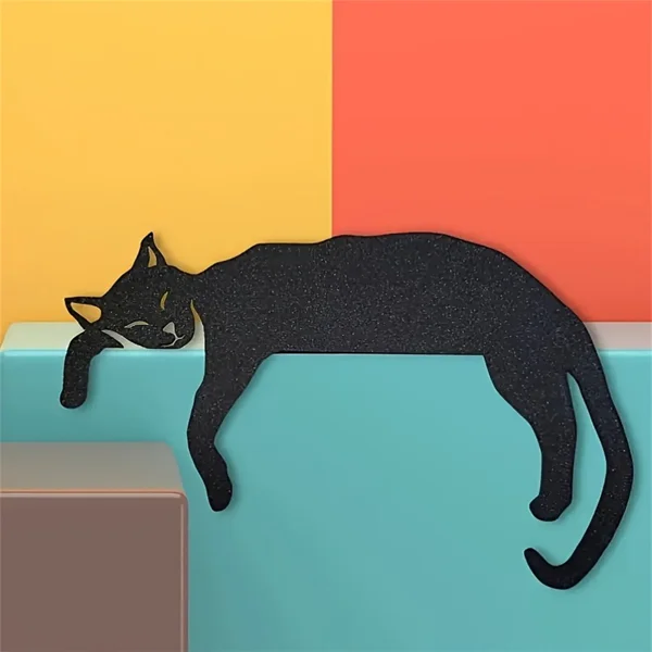 CIFbuy Gothic Black Cat Silhouette Wall Hanging Vintage Boho Decor for Fireplace Bedroom Living Room Door Halloween Gift