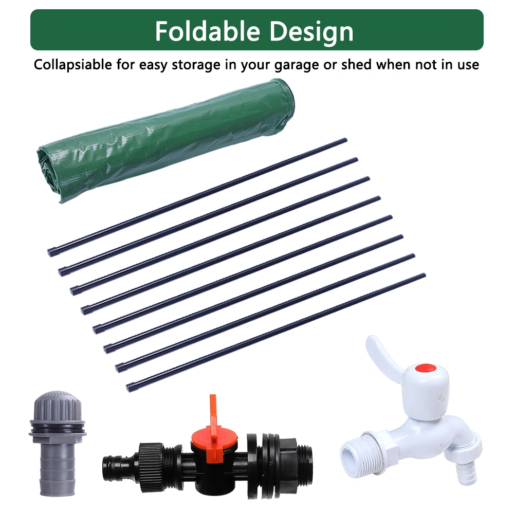132 Gallon Folding Rain Barrel, Collapsible Water Collector & Storage Tank for Garden Irrigation, Green view 3