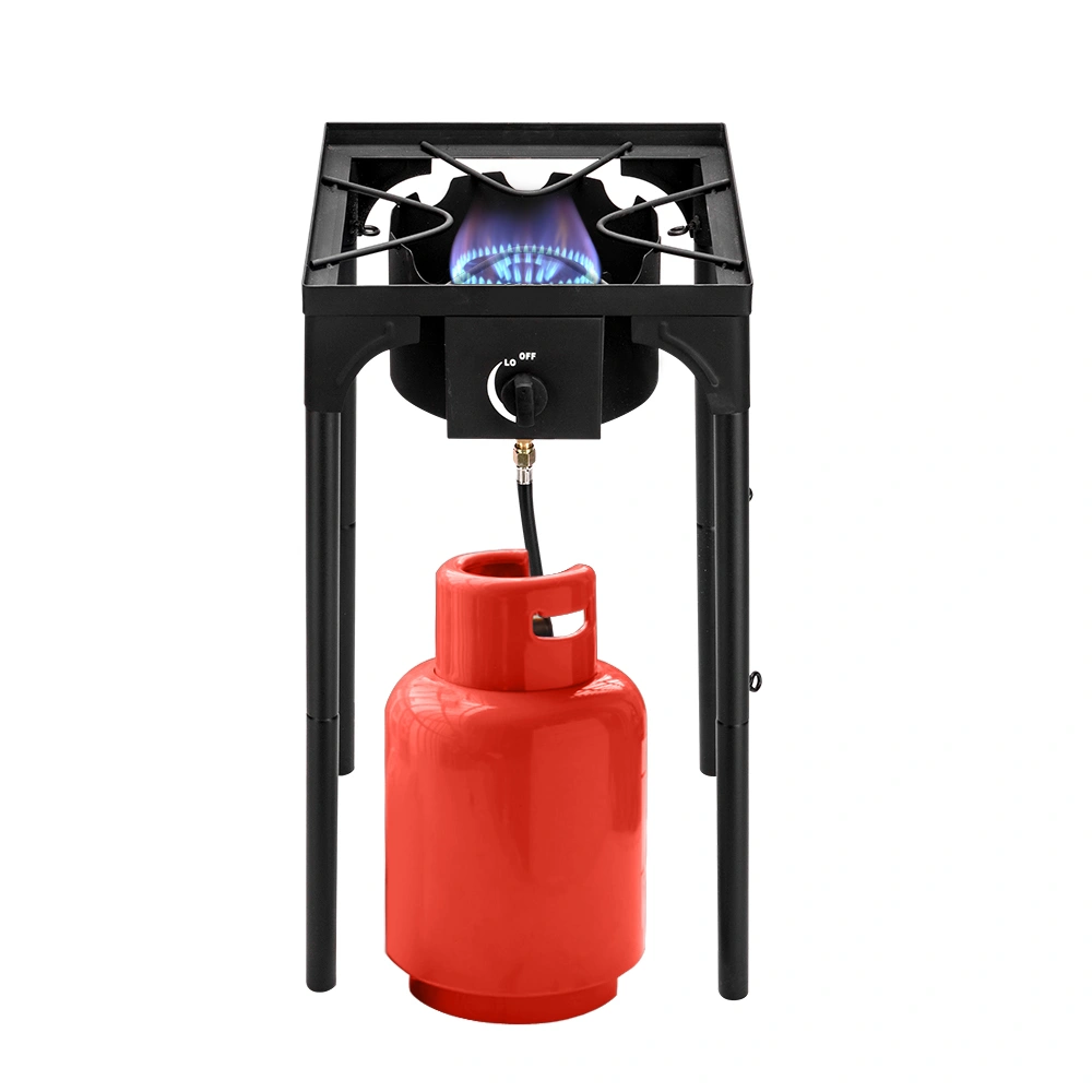 Outdoor Camp Stove High Pressure Propane Gas Cooker Portable Cast Iron Patio Cooking Burner (Single Burner 75000-BTU) view 8