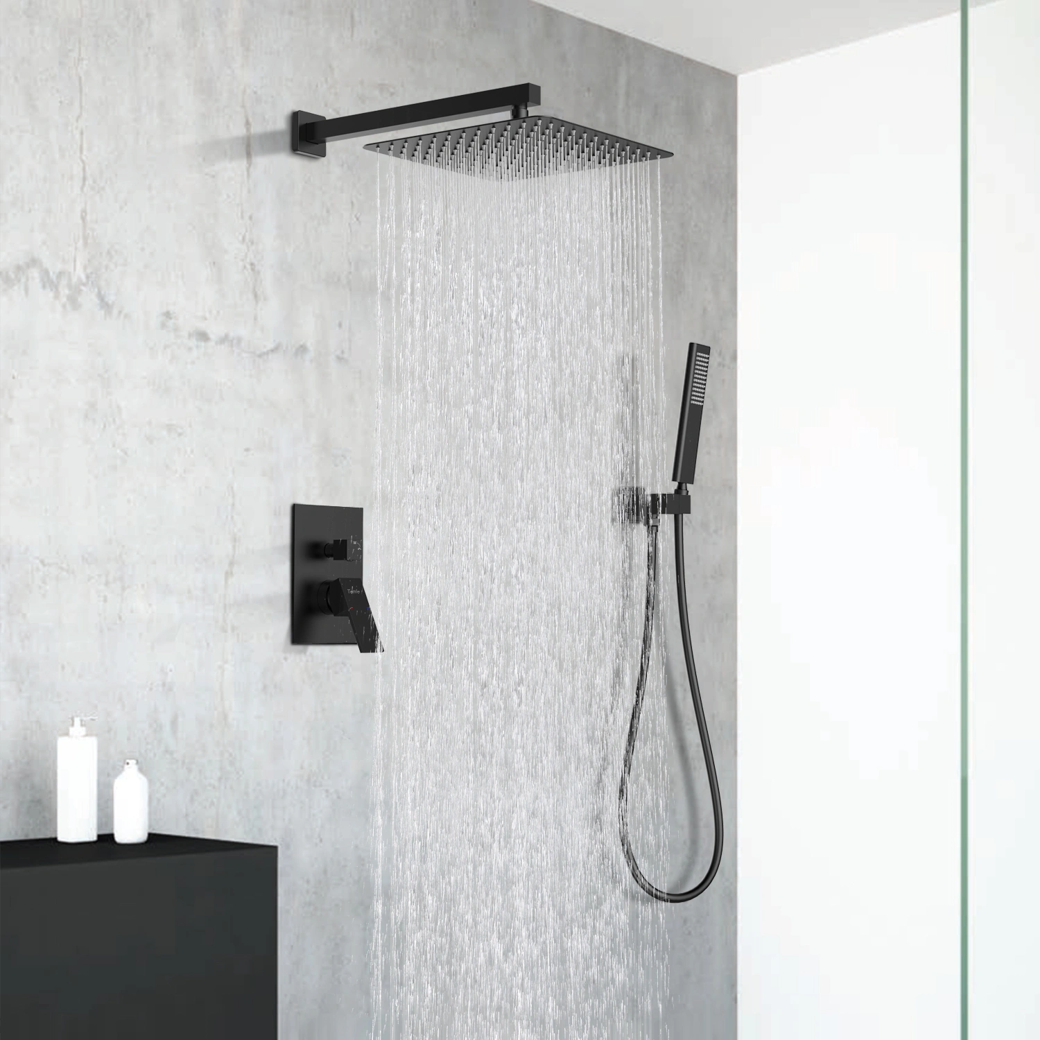 Male NPT Matte Black Shower System, Shower Faucet Set for Bathroom Shower Fixtures with 12 Inch Rain Shower Head and Handheld[Unable ship on weekends, TK/TEMU only for pickup, only TX10643 warehouse supports GOFO] view 2
