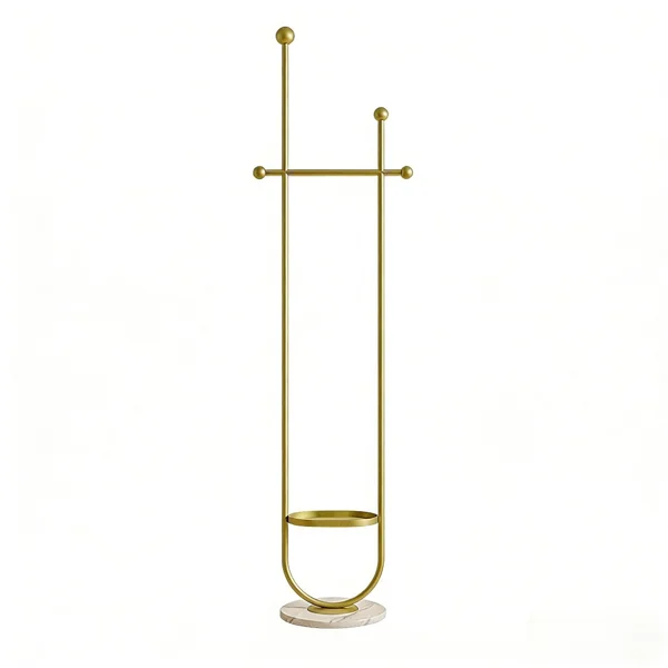 Clothing Rack, Golden Metal Freestanding Heavy Duty Clothes Rack with Marble Base, Multipurpose Garment Hanger for Bedroom, Hat, Scarf, Jacket view 3