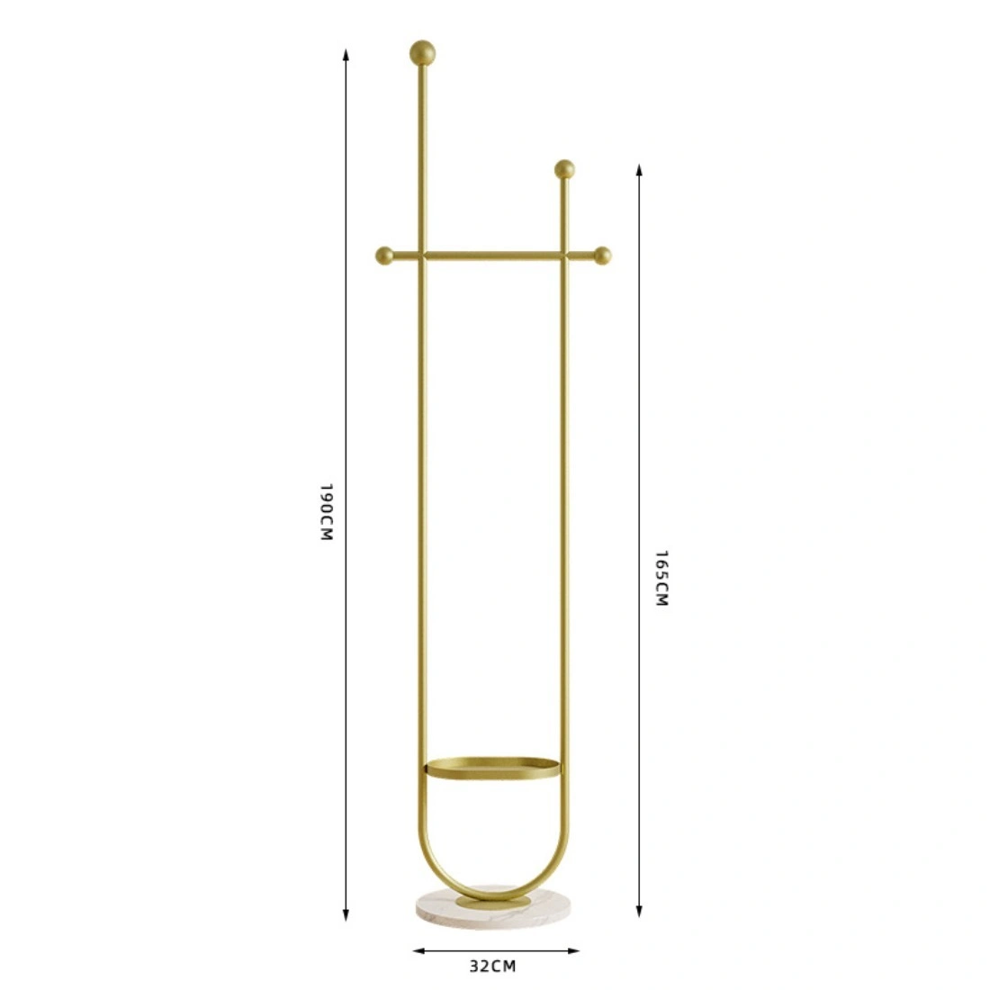 Clothing Rack, Golden Metal Freestanding Heavy Duty Clothes Rack with Marble Base, Multipurpose Garment Hanger for Bedroom, Hat, Scarf, Jacket view 2