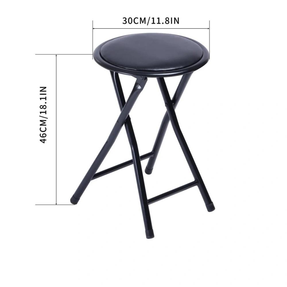 Durable Folding Chair PVC Padded Cushion Chair with Stainless Steel Frame for Home and Office,Gatherings,Black(1Pack) view 2