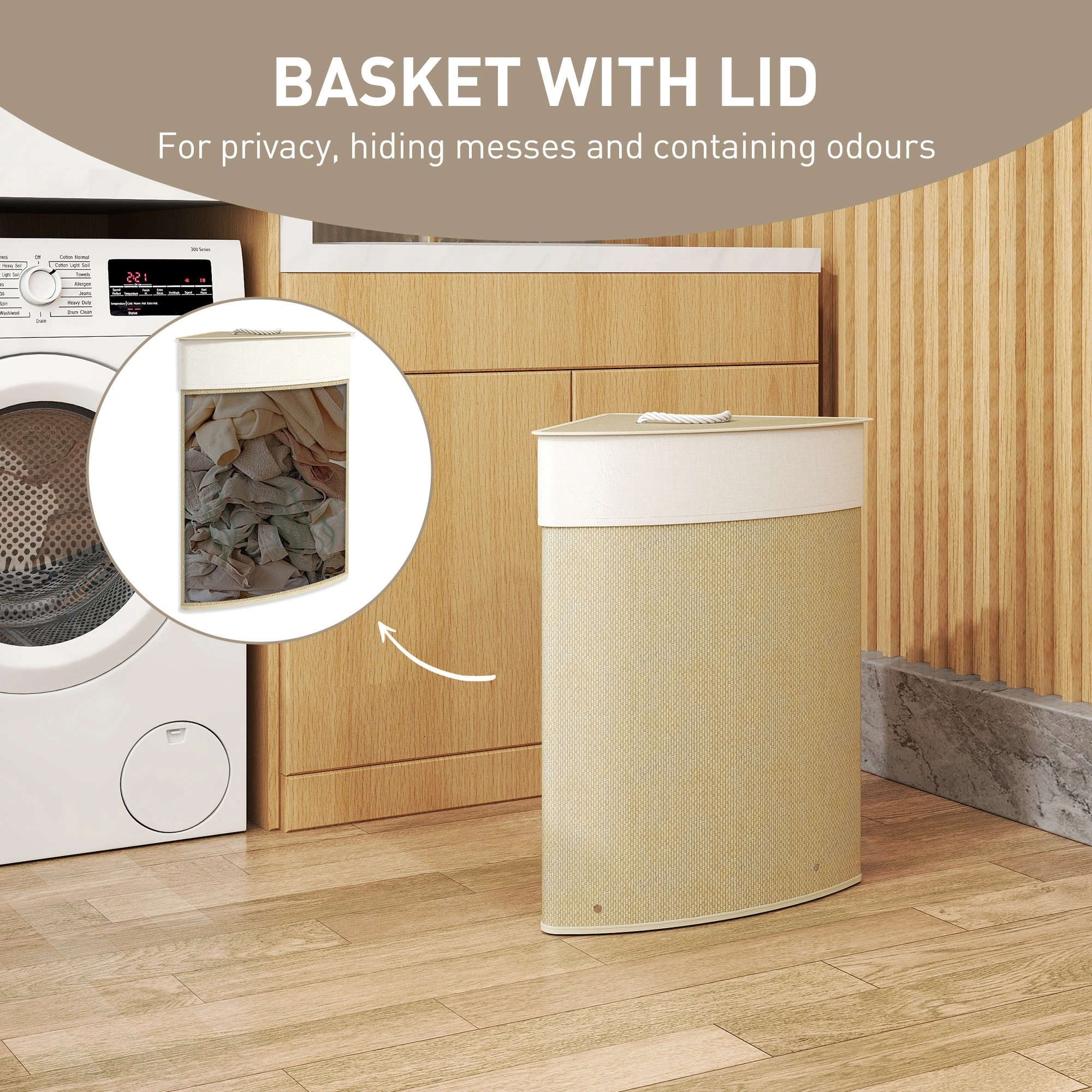 Modern Laundry Hamper Cabinet - Foldable Storage Organizer with Lid, Freestanding Clothes Basket Hamper for Bedroom Bathroom view 4