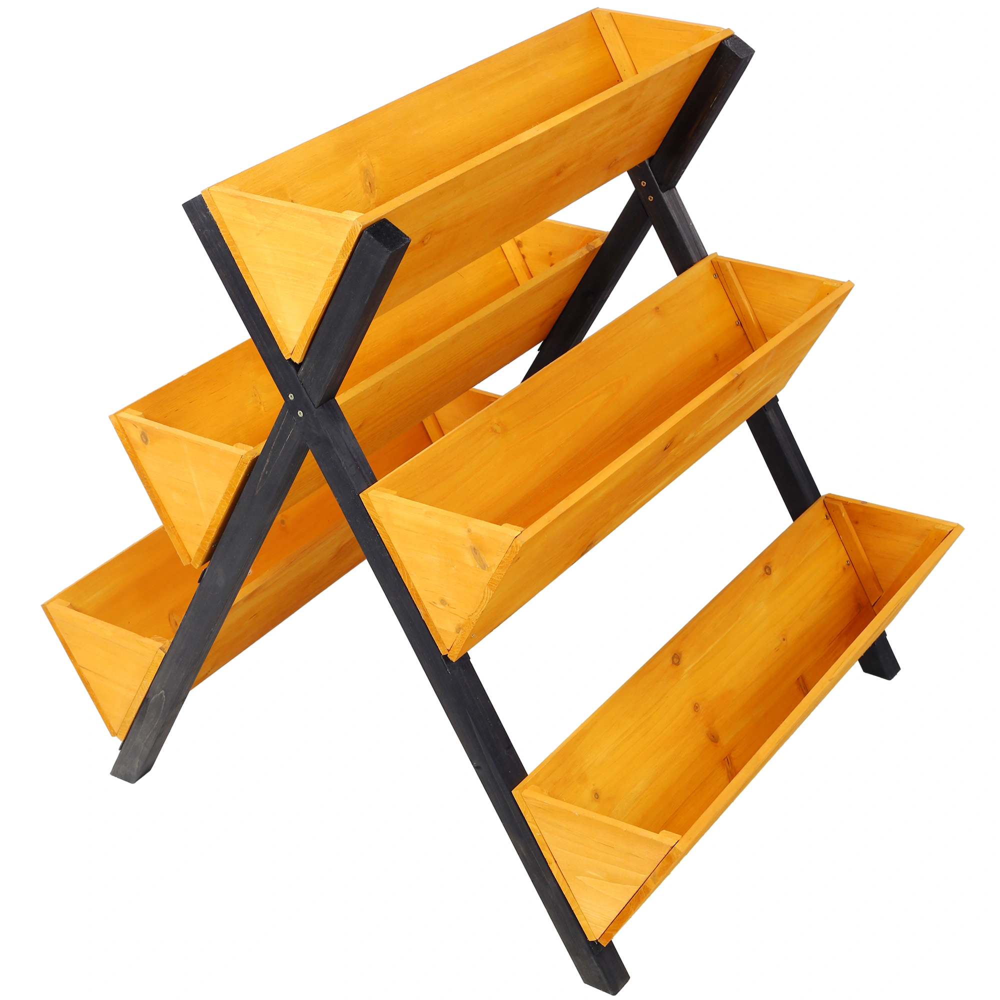 3 Tiers Wooden Vertical Raised Garden Bed with Legs,Brown Planter Raised Beds Kit for Flowers Herbs Vegetables view 2